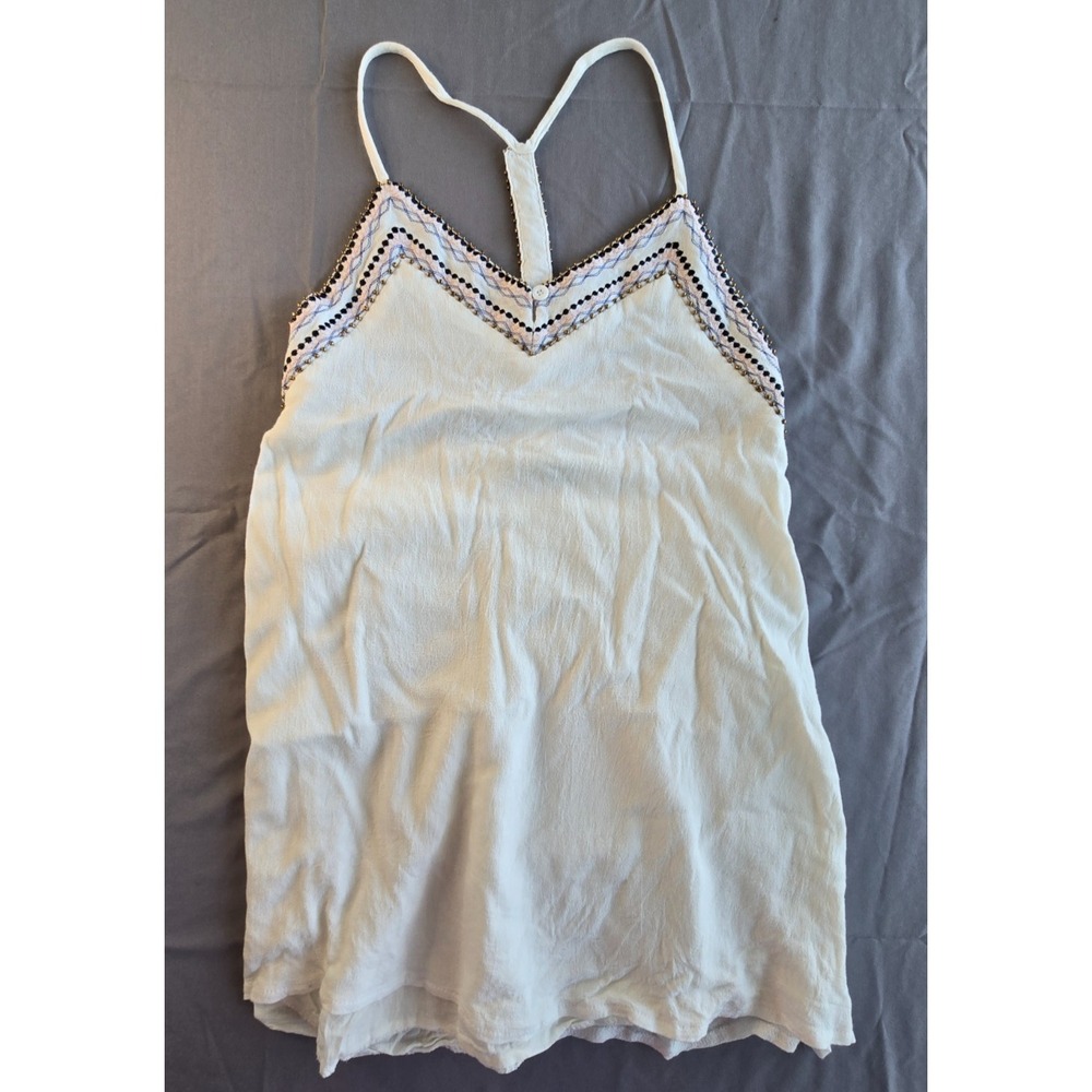 Mint Vanilla Camisole Embroidered Beaded Fairy Tale Grunge Bohemian Rayon
